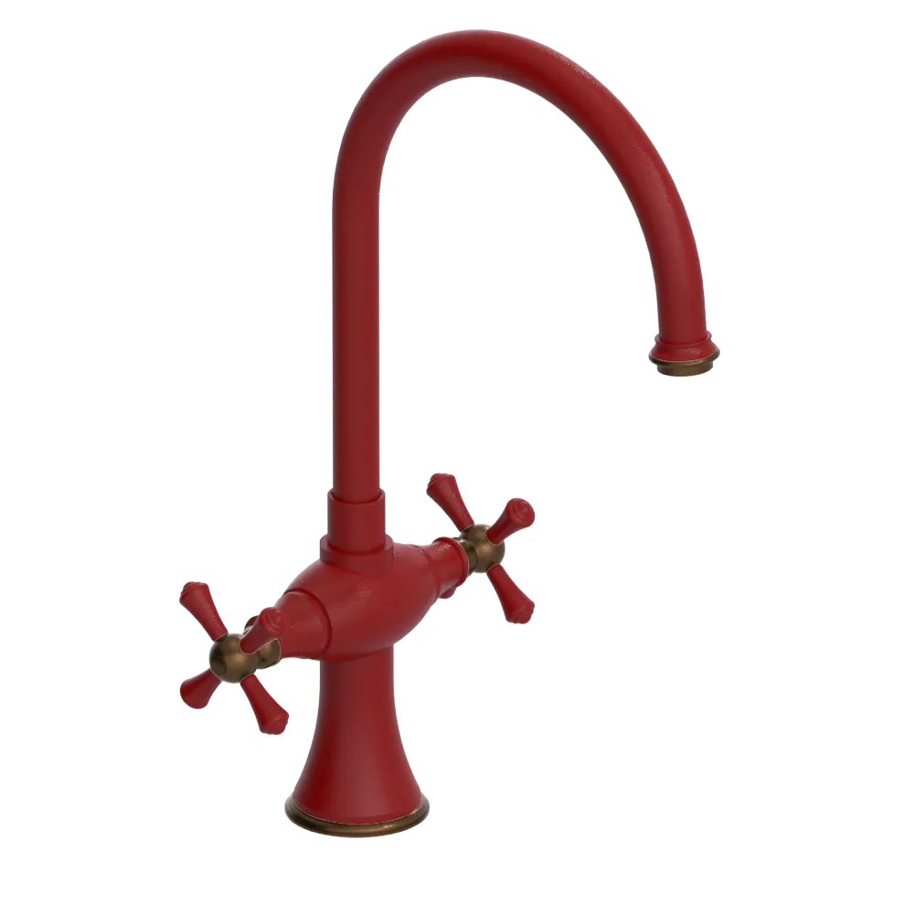 Rubinet Two Handle Single Hole Kitchen Set Maroon