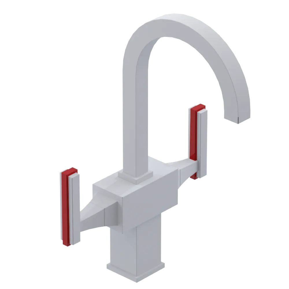 Rubinet Single Hole Dual Handle Lav. Set. (less drain) Matt White