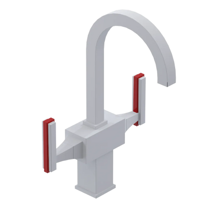 Rubinet Single Hole Dual Handle Lav. Set. (less drain) Matt White