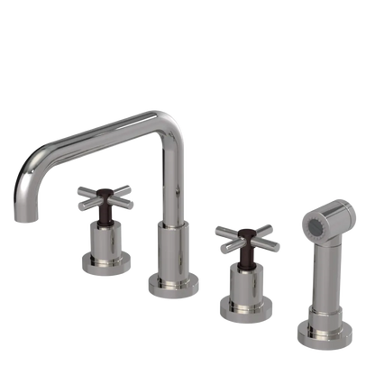 Rubinet Widespread Kitchen Set with Hand Spray Polished Nickel