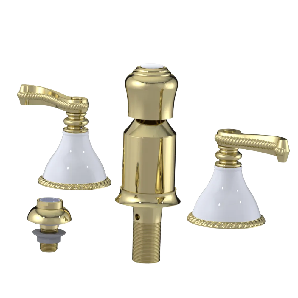 Rubinet Bidet Fitting with Spray, Diverter, and Vacum Breaker (Less Drain) Gold