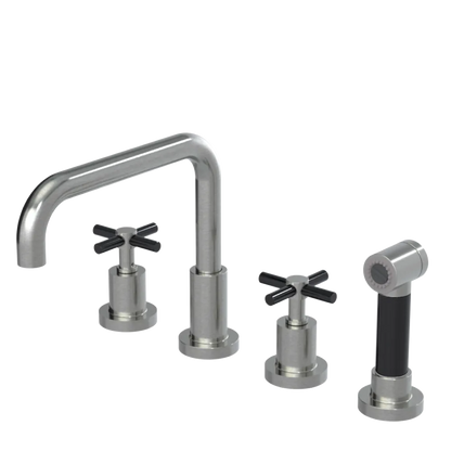 Rubinet Widespread Kitchen Set with Hand Spray Satin Nickel