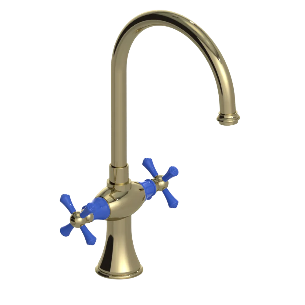 Rubinet Two Handle Single Hole Kitchen Set Natural Brass