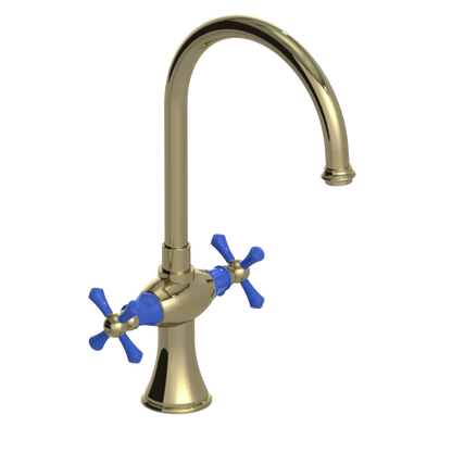 Rubinet Two Handle Single Hole Kitchen Set Natural Brass