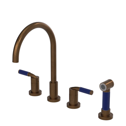 Rubinet Widespread Kitchen Set with Hand Spray Tuscan Brass