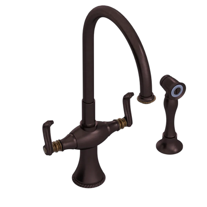Rubinet Two Handle Single Hole Kitchen Set with Hand Spray Tuscan Brass