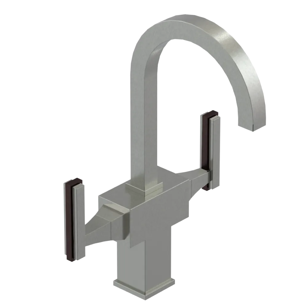 Rubinet Single Hole Dual Handle Lav. Set. (less drain) Satin Nickel