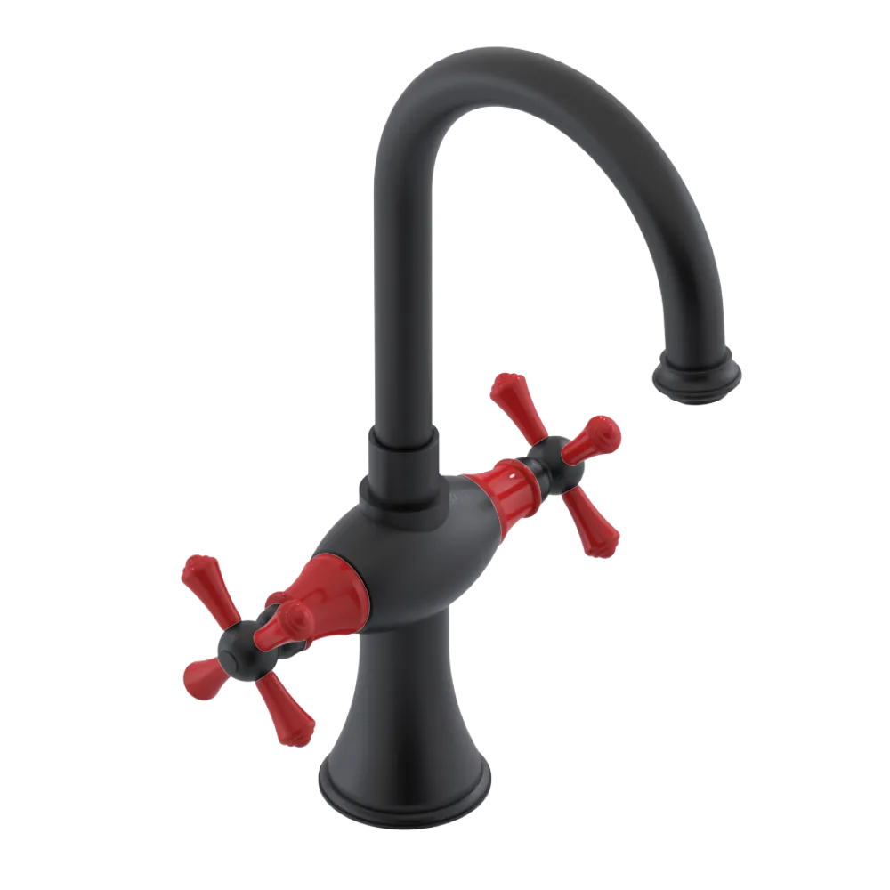 Rubinet Single Hole Dual Handle Lav. Set. (less drain) Matt Black