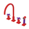 Rubinet Widespread Kitchen Set with Hand Spray Red
