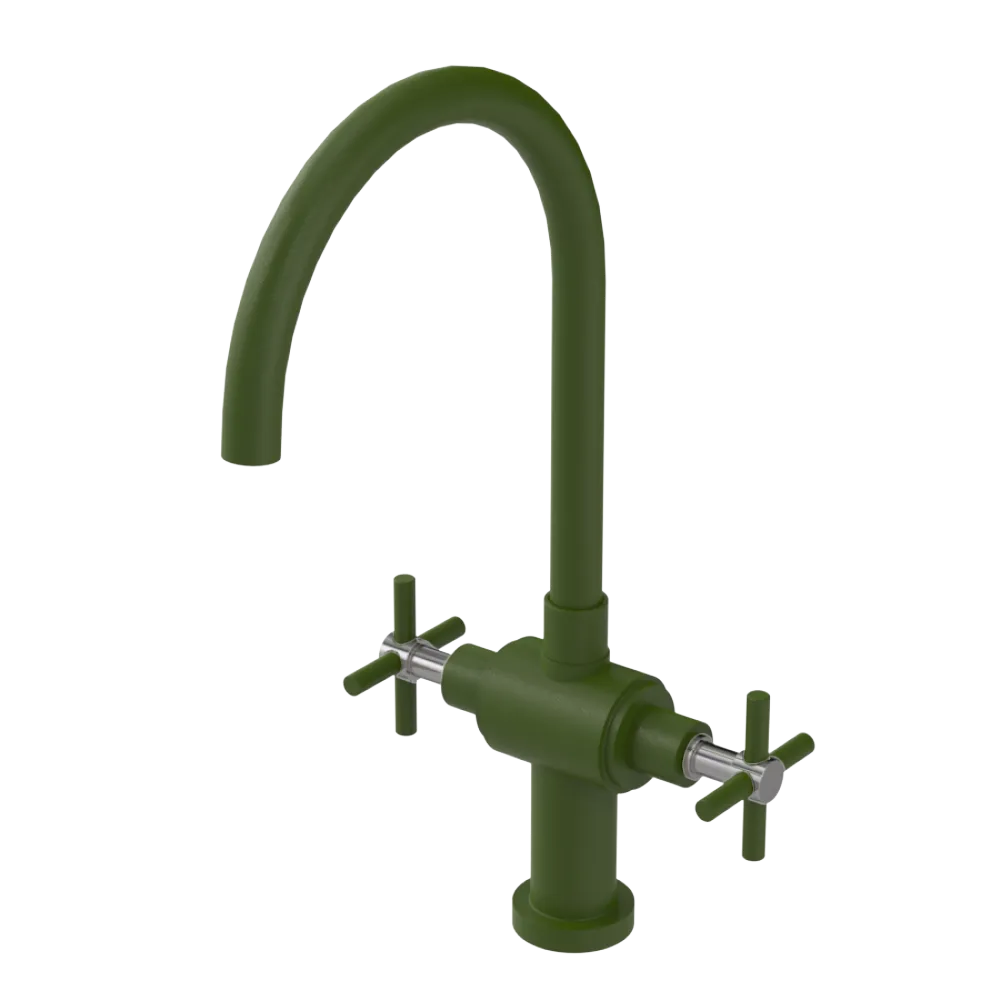Rubinet Two Handle Single Hole Kitchen Set with LaSalle Spout Green Envy