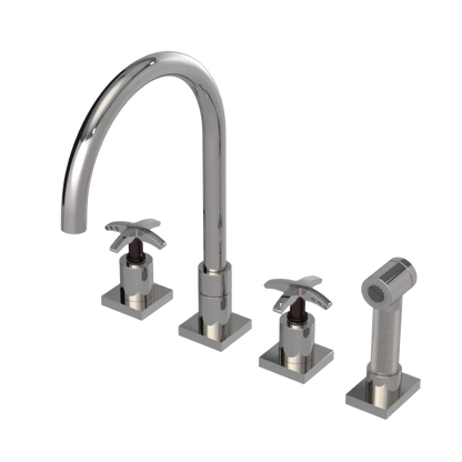 Rubinet Widespread Kitchen Set with Hand Spray Polished Nickel