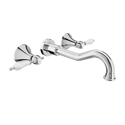 Baril Two handles wall-mounted lavatory faucet, drain not included