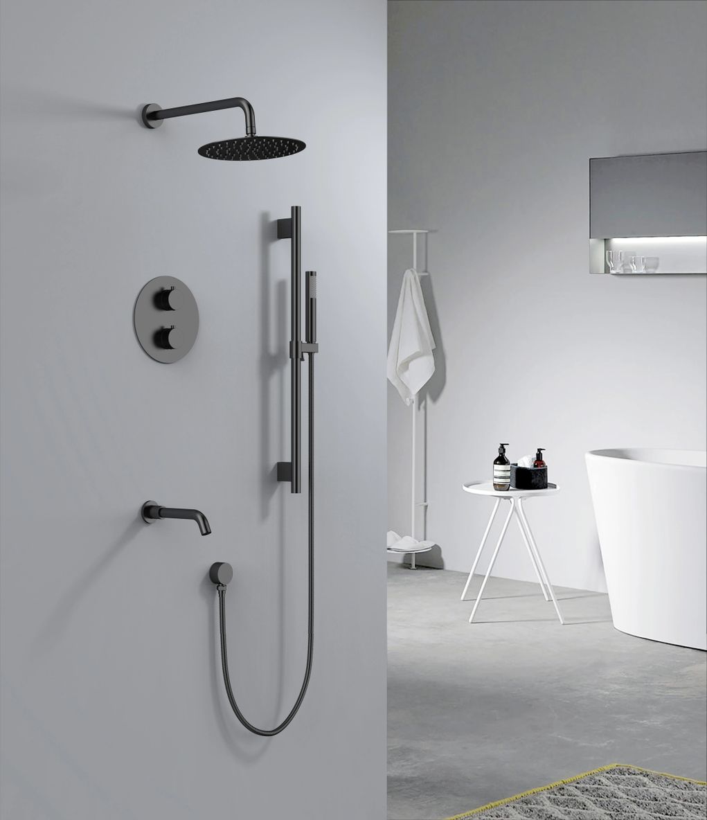 Aquaflo Rund 3-Way Thermostatic Shower Set