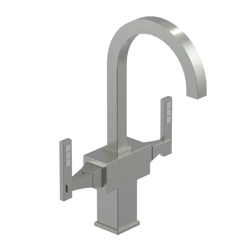 Rubinet Single Hole Dual Handle Lav. Set. (less drain) Satin Nickel