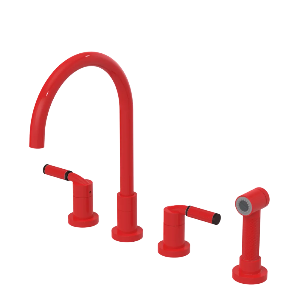 Rubinet Widespread Kitchen Set with Hand Spray Red