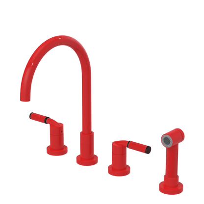 Rubinet Widespread Kitchen Set with Hand Spray Red