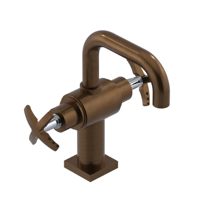 Rubinet Single Hole Dual Handle Lav. Set. with Genesis spout (less drain) Tuscan Brass