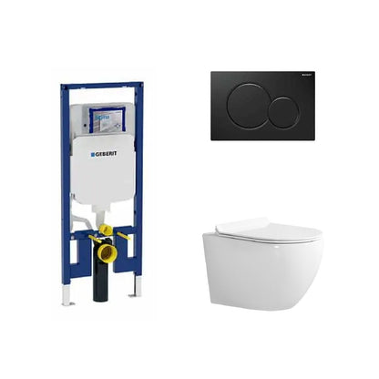 Alps 2-Piece Toilet Elongated Dual-Flush Wall Mounted Toilet With Geberit In-Wall Tank (Seat Included) - Victoria