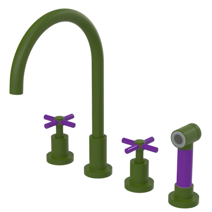Rubinet Widespread Kitchen Set with LaSalle Spout with Hand Spray Green Envy