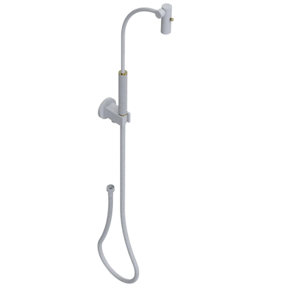 Rubinet Hand Held Shower Bidet with Extended Reach & Dual Function Spray Including Wall Bracket with Supply & Hose (Round) Matt White