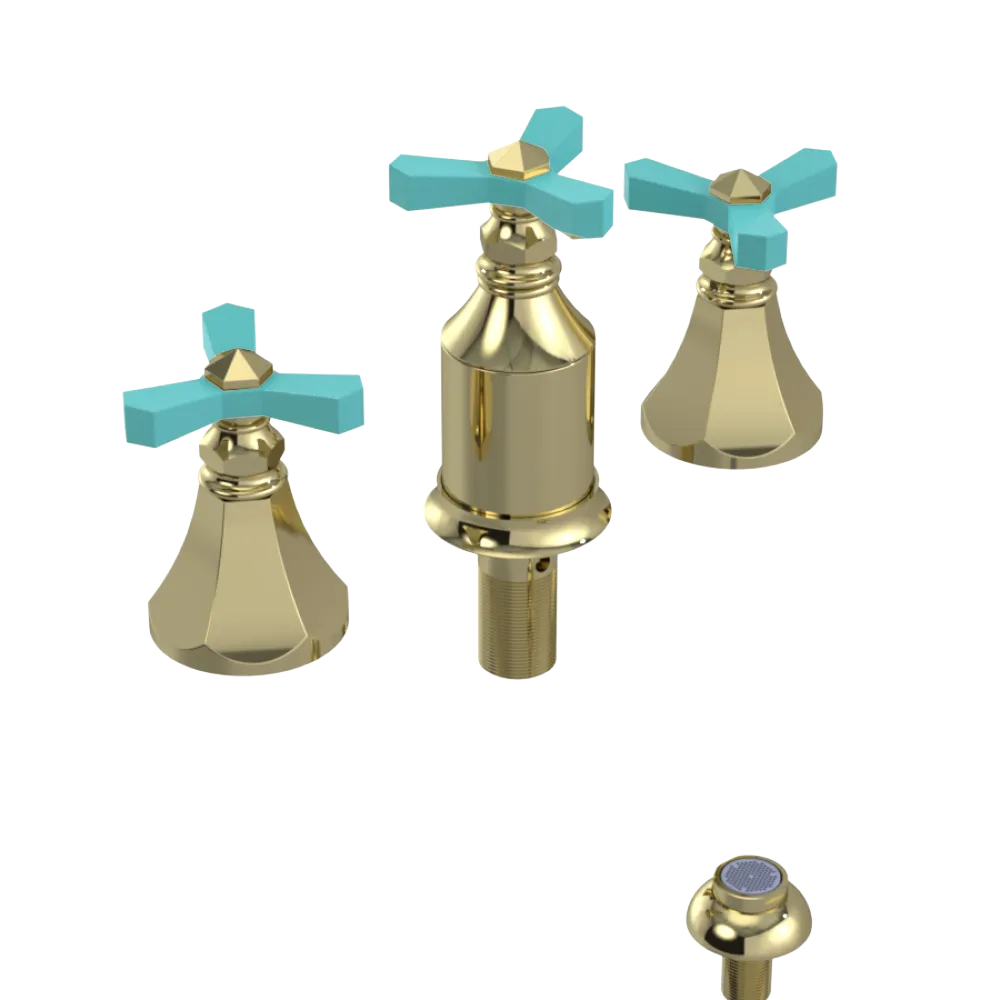 Rubinet Bidet Fitting with Spray, Diverter, and Vacum Breaker (Less Drain) Gold
