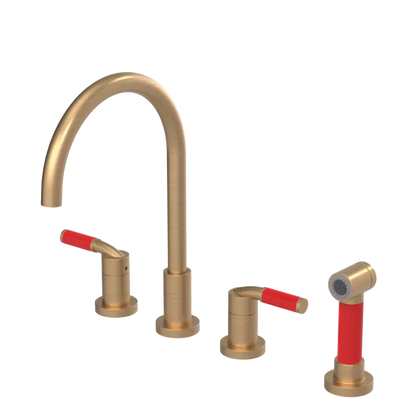Rubinet Widespread Kitchen Set with Hand Spray Satin Gold