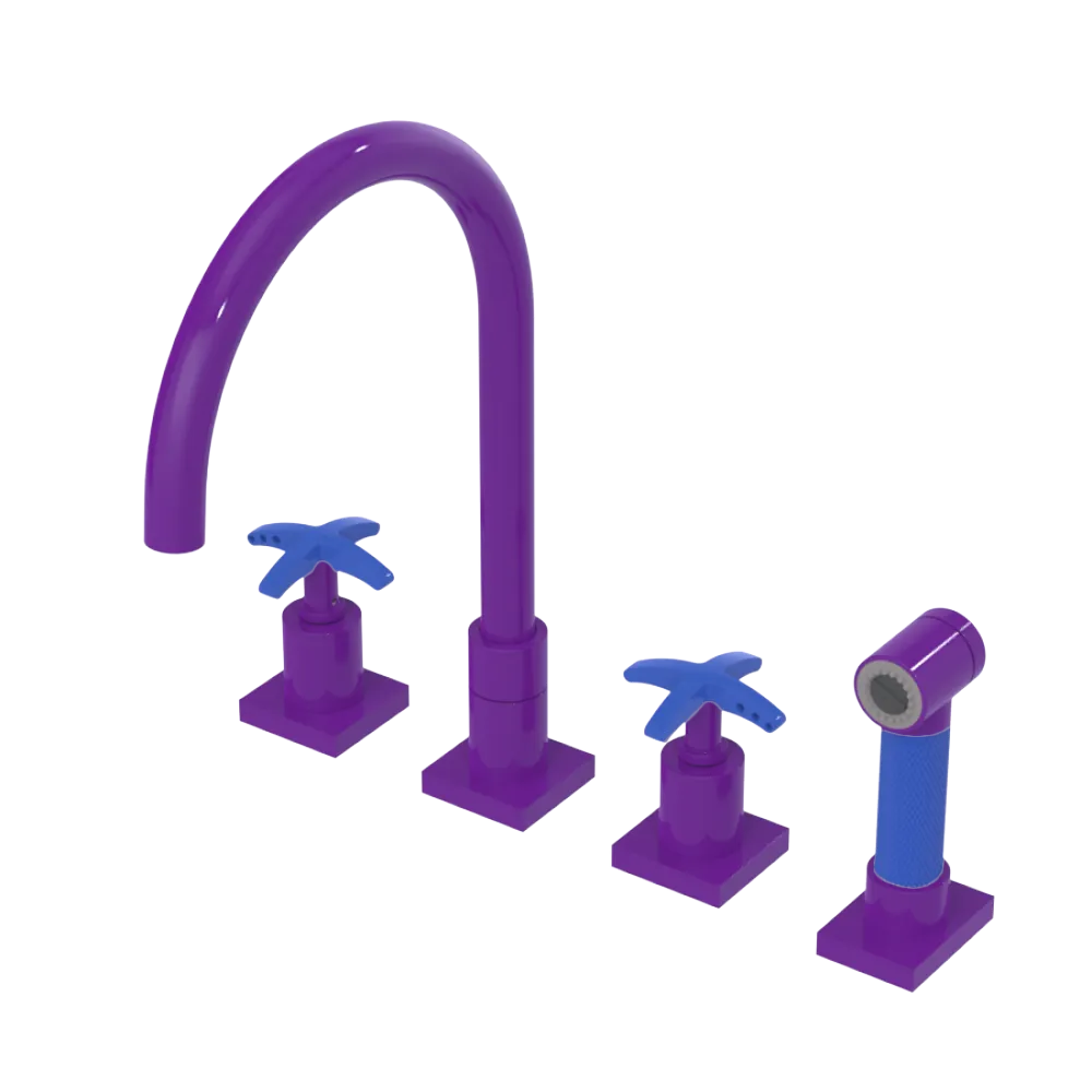 Rubinet Widespread Kitchen Set with Hand Spray Purple Haze
