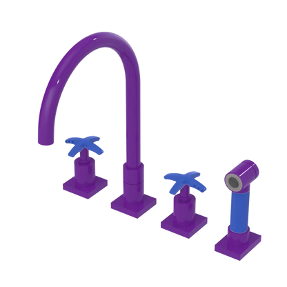 Rubinet Widespread Kitchen Set with Hand Spray Purple Haze