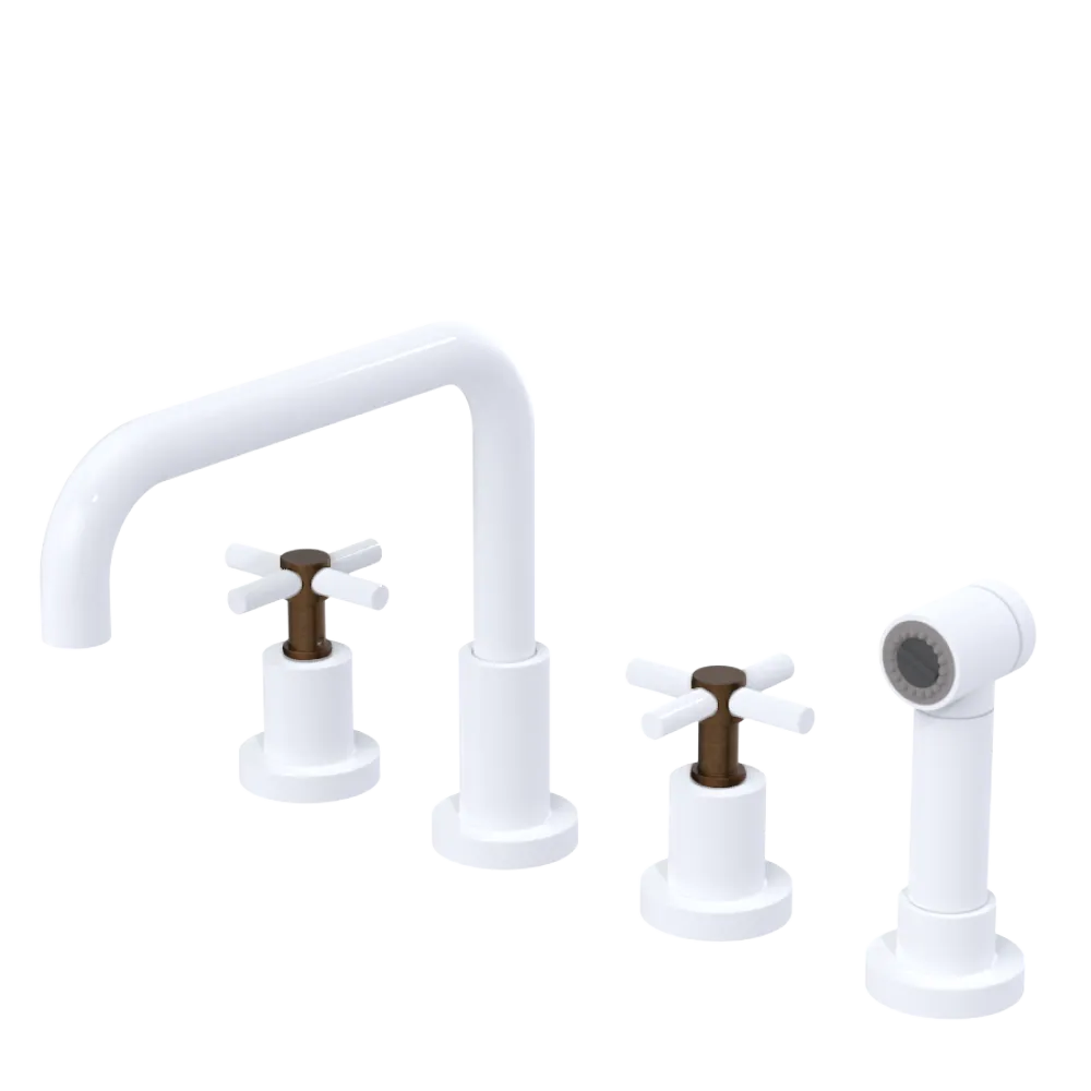 Rubinet Widespread Kitchen Set with Hand Spray White