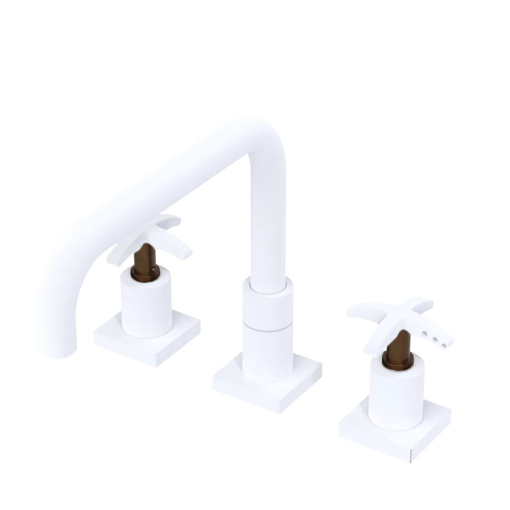 Rubinet Widespread Kitchen Set with Genesis Spout Matt White