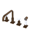 Rubinet Widespread Kitchen Set with Genesis Spout with Hand Spray Tuscan Brass