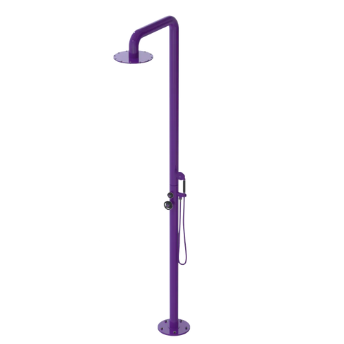 Rubinet Pressure Balance Outdoor Shower with Hand Held Shower & 10" Shower Head - 304 Stainless Steel Purple Haze
