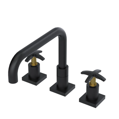 Rubinet Widespread Kitchen Set with Genesis Spout Matt Black