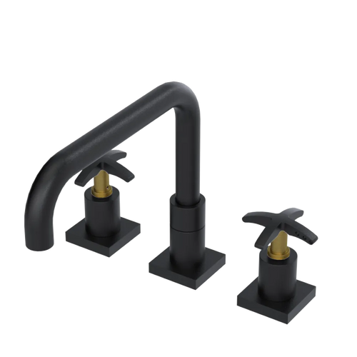 Rubinet Widespread Kitchen Set with Genesis Spout Matt Black
