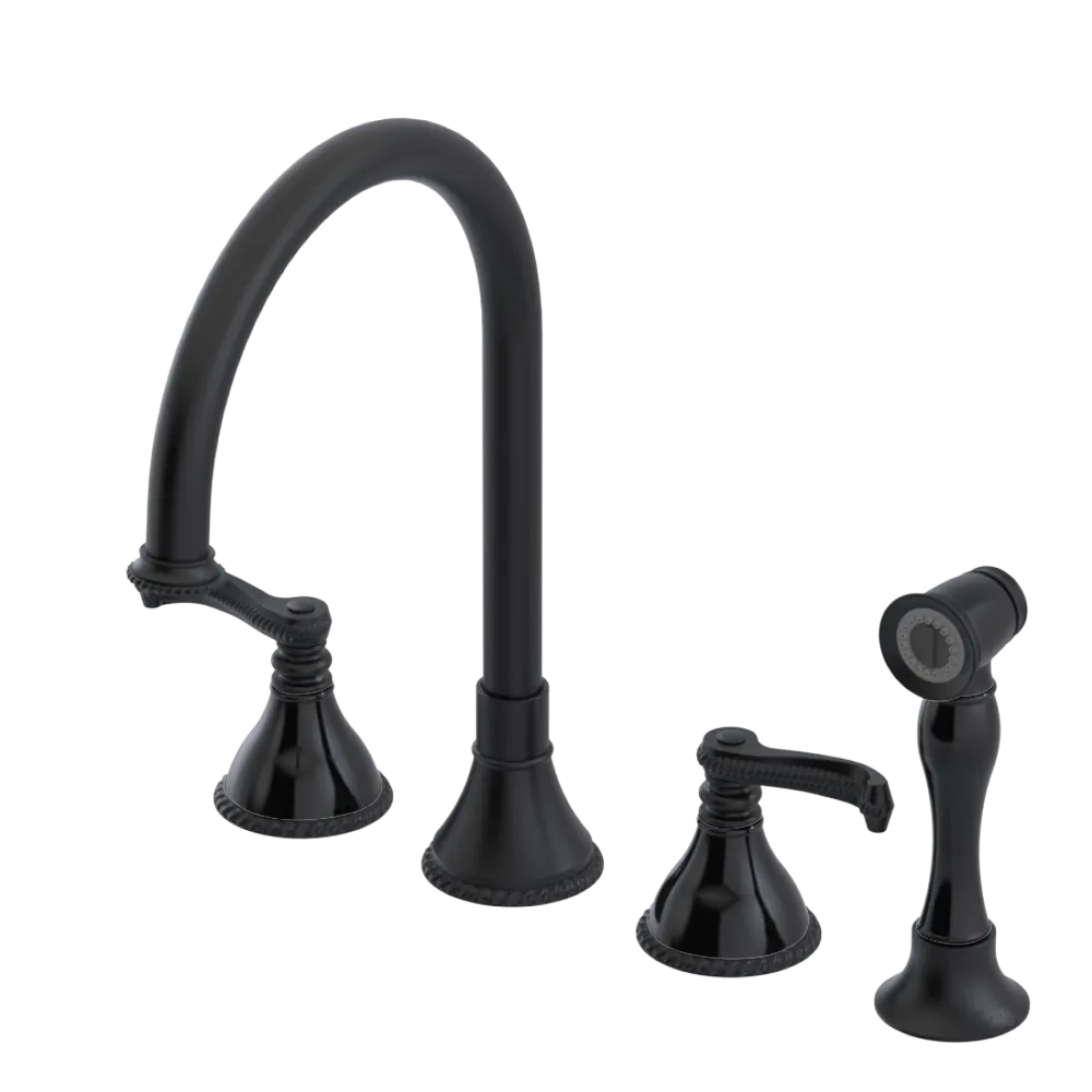 Rubinet Widespread Kitchen Set with Hand Spray Matt Black