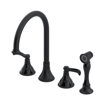 Rubinet Widespread Kitchen Set with Hand Spray Matt Black