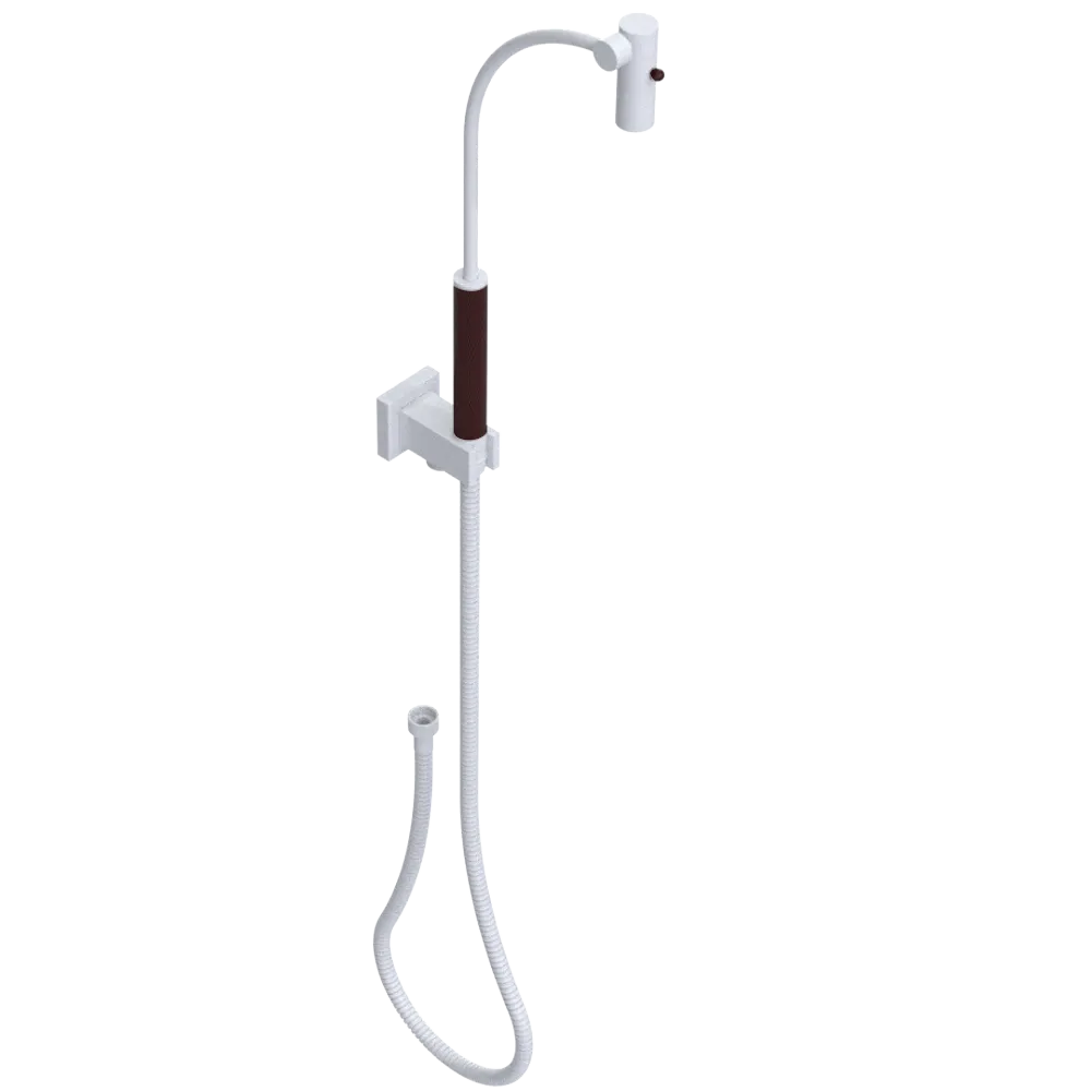 Rubinet Hand Held Shower Bidet with Extended Reach & Dual Function Spray Including Wall Bracket with Supply & Hose (Square) White