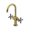 Rubinet Single Hole Dual Handle Lav. Set with LaSalle Spout (less drain) Natural Brass