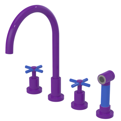 Rubinet Widespread Kitchen Set with LaSalle Spout with Hand Spray Purple Haze