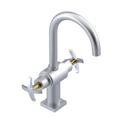 Rubinet Single Hole Dual Handle Lav. Set. (less drain) Satin Chrome