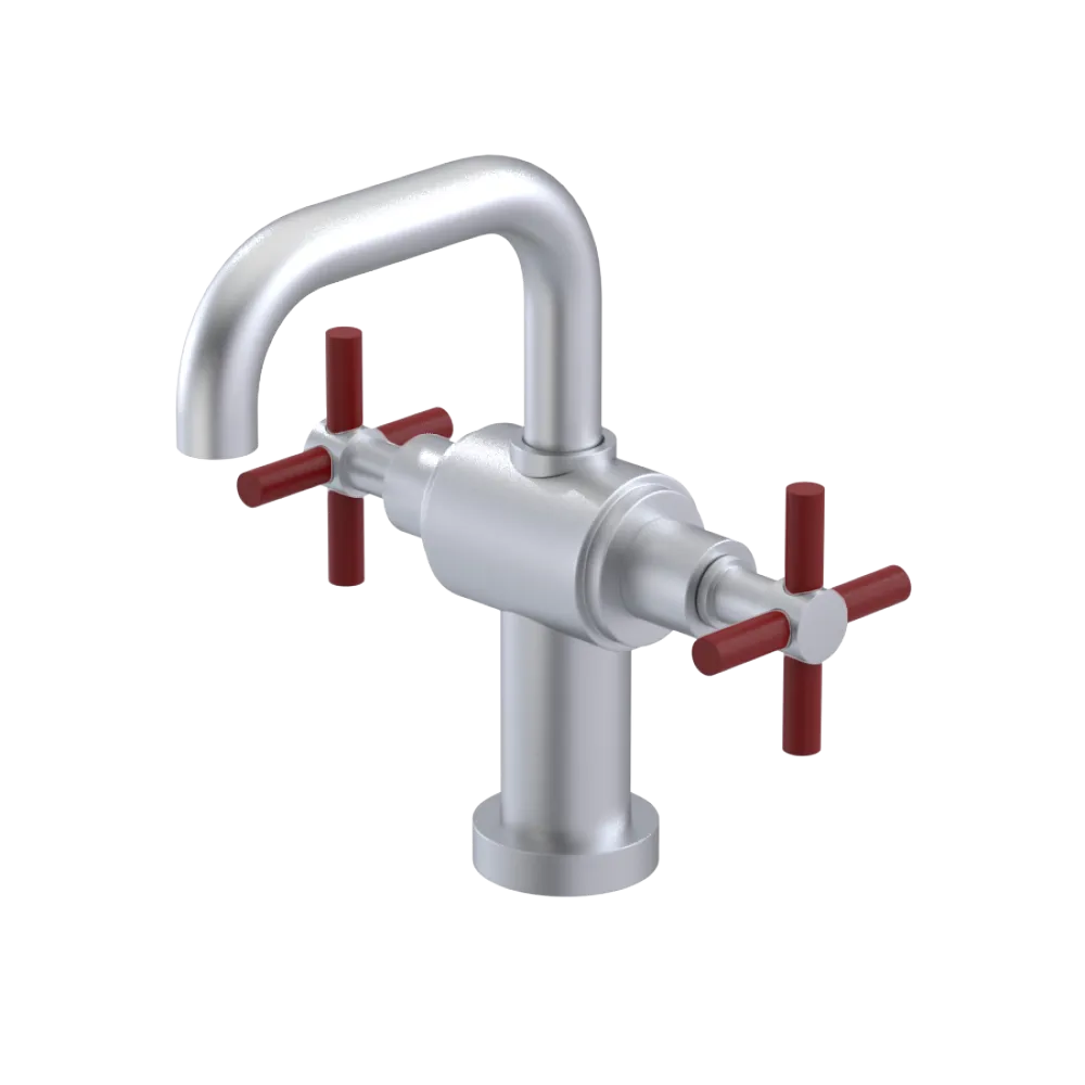 Rubinet Single Hole Dual Handle Lav. Set. (less drain) Satin Chrome