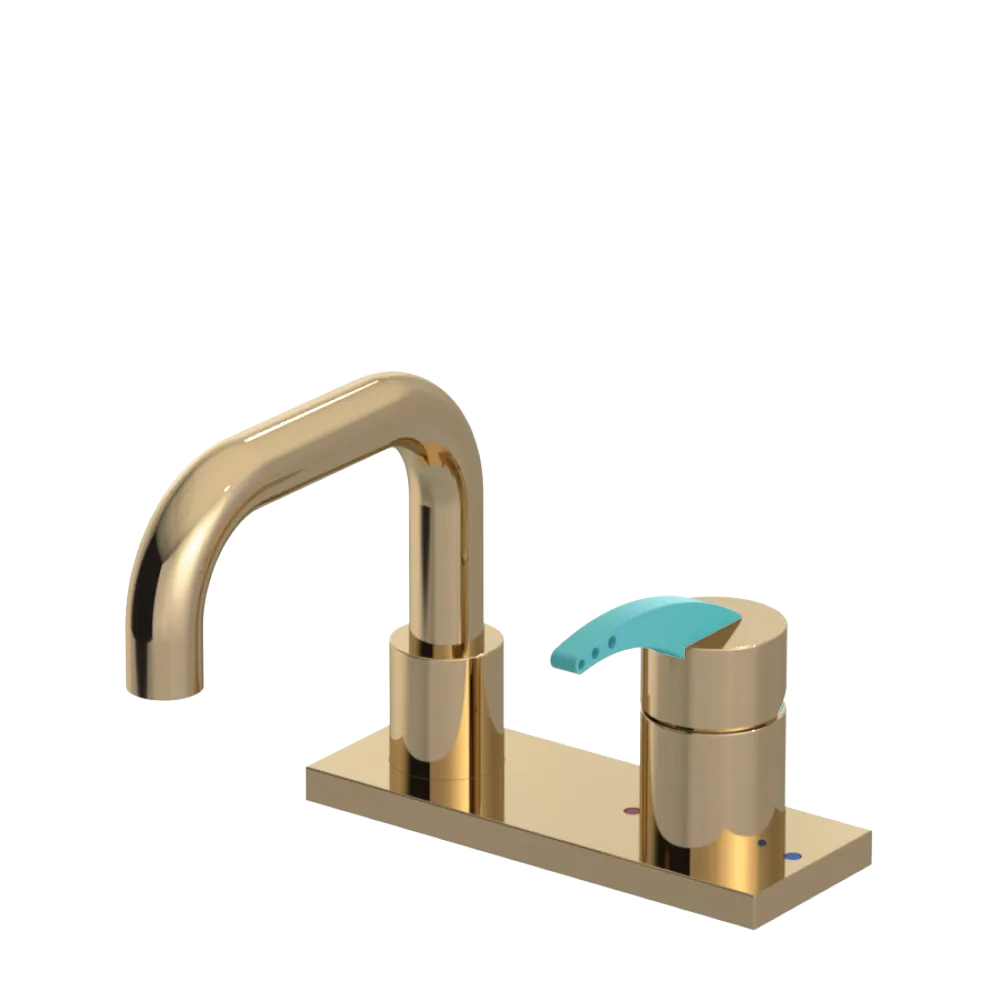 Rubinet 4" Centre Single Control Lav. Set. with Genesis spout (less drain) Gold