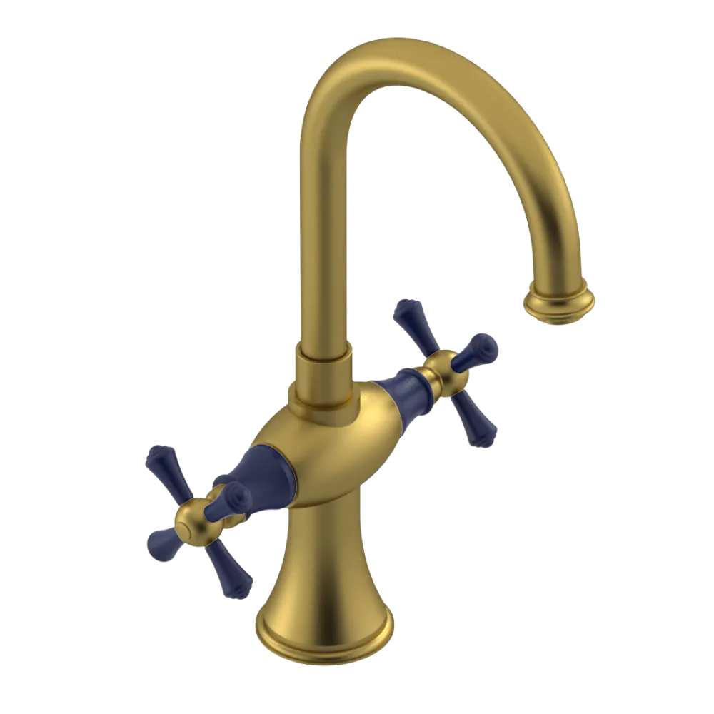 Rubinet Single Hole Dual Handle Lav. Set. (less drain) Antique Brass Matt