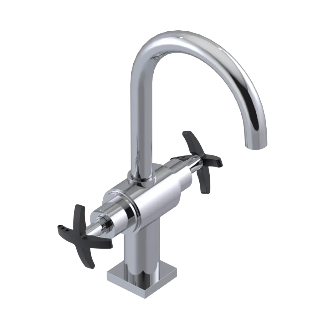 Rubinet Single Hole Dual Handle Lav. Set. (less drain) Chrome