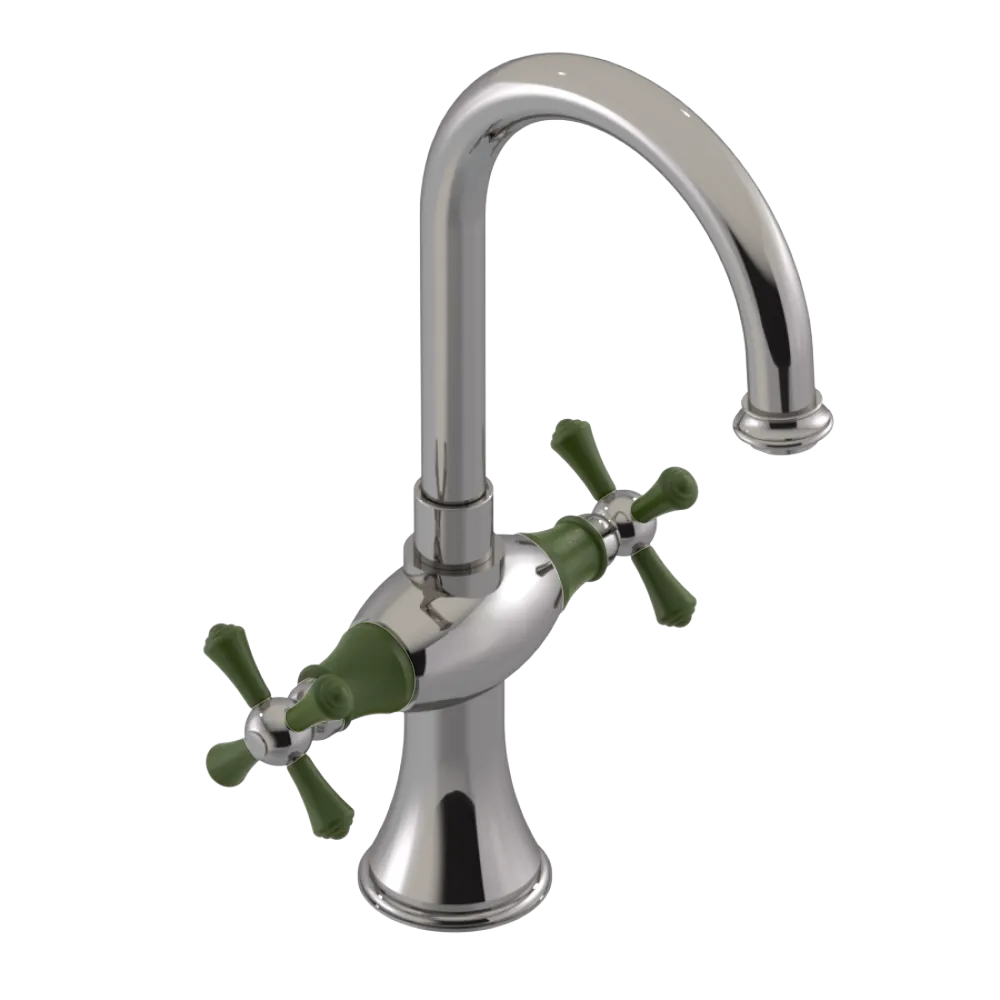Rubinet Single Hole Dual Handle Lav. Set. (less drain) Polished Nickel