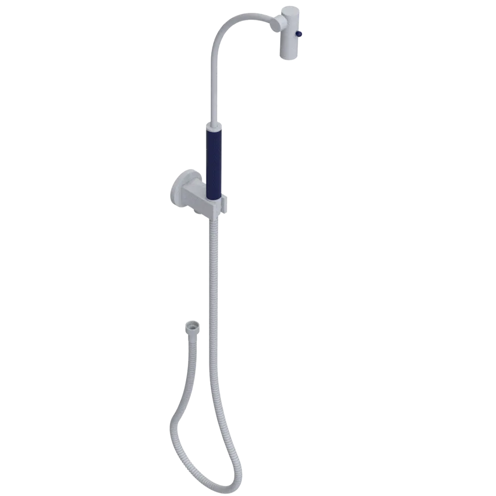 Rubinet Hand Held Shower Bidet with Extended Reach & Dual Function Spray Including Wall Bracket with Supply & Hose (Round) Matt White