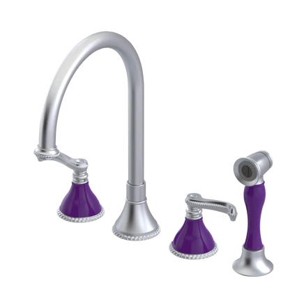 Rubinet Widespread Kitchen Set with Hand Spray Satin Chrome