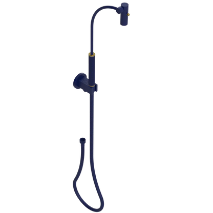 Rubinet Hand Held Shower Bidet with Extended Reach & Dual Function Spray Including Wall Bracket with Supply & Hose (Round) Midnight Blue