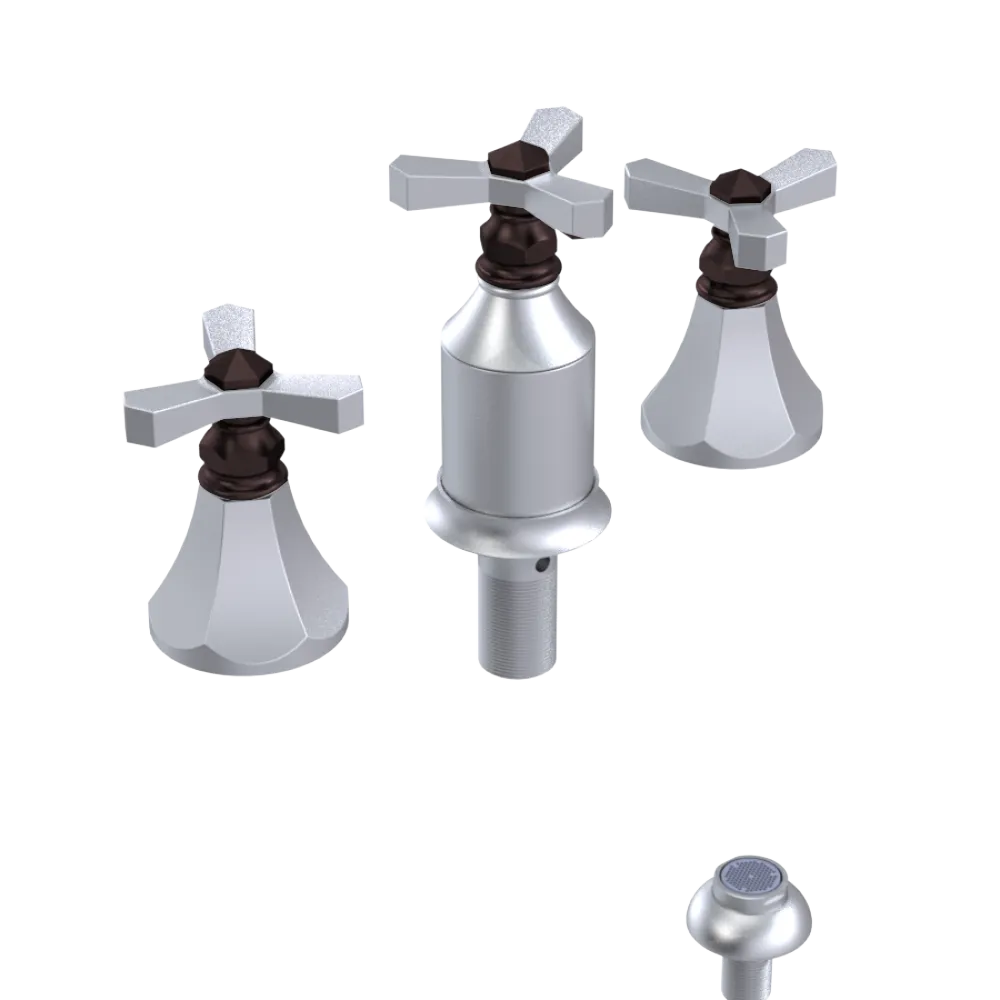 Rubinet Bidet Fitting with Spray, Diverter, and Vacum Breaker (Less Drain) Satin Chrome