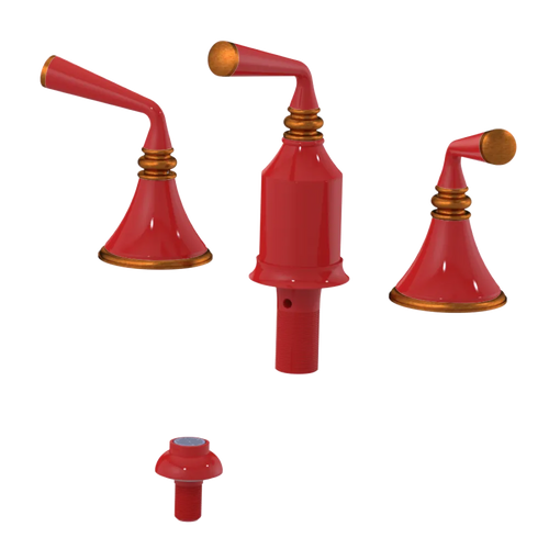 Rubinet Bidet Fitting with Spray, Diverter, and Vacum Breaker (Less Drain) Red